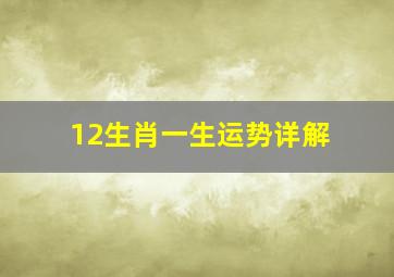 12生肖一生运势详解