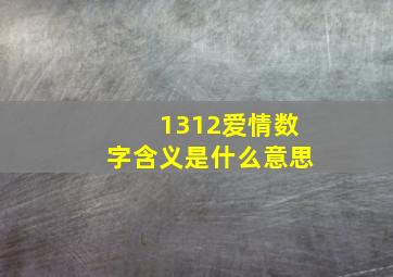 1312爱情数字含义是什么意思