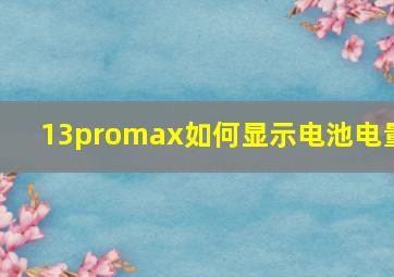 13promax如何显示电池电量