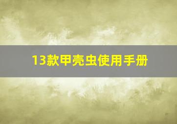 13款甲壳虫使用手册