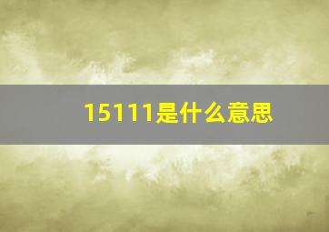 15111是什么意思