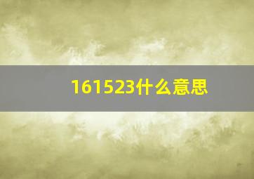 161523什么意思