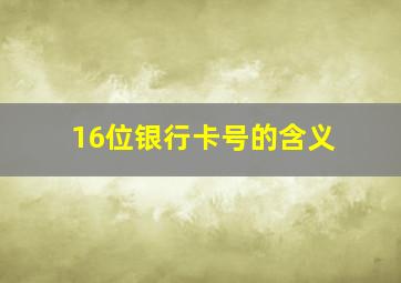 16位银行卡号的含义