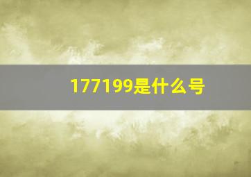 177199是什么号