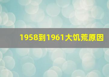 1958到1961大饥荒原因