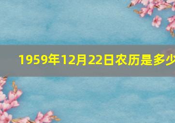 1959年12月22日农历是多少