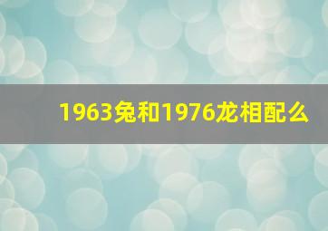 1963兔和1976龙相配么