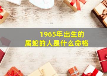 1965年出生的属蛇的人是什么命格