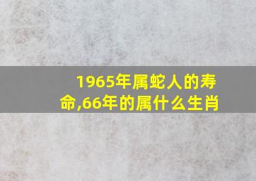 1965年属蛇人的寿命,66年的属什么生肖