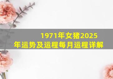 1971年女猪2025年运势及运程每月运程详解