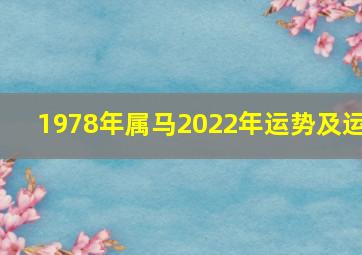 1978年属马2022年运势及运