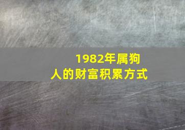 1982年属狗人的财富积累方式