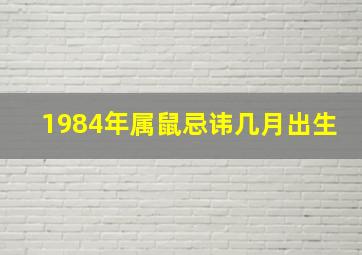 1984年属鼠忌讳几月出生