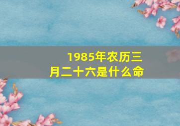 1985年农历三月二十六是什么命