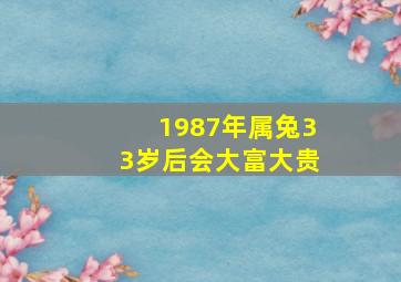 1987年属兔33岁后会大富大贵