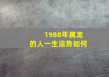 1988年属龙的人一生运势如何