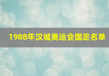 1988年汉城奥运会国足名单