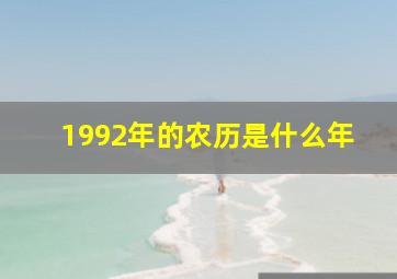 1992年的农历是什么年