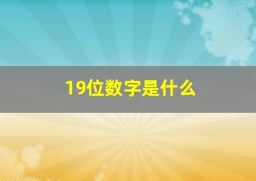 19位数字是什么