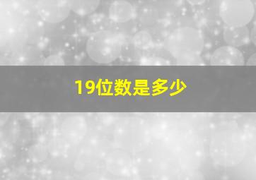 19位数是多少