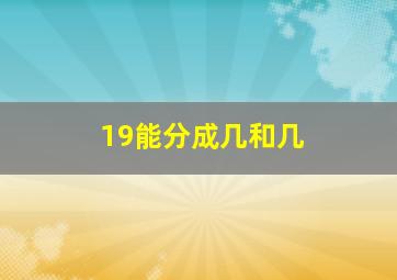 19能分成几和几