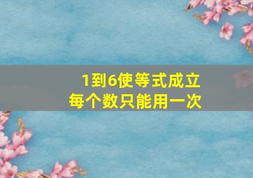 1到6使等式成立每个数只能用一次