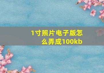 1寸照片电子版怎么弄成100kb