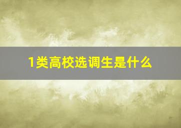 1类高校选调生是什么