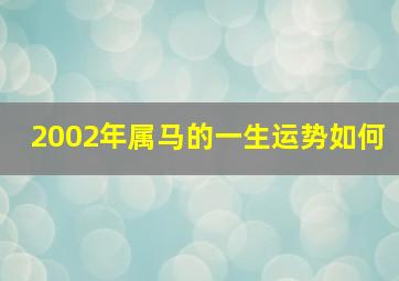 2002年属马的一生运势如何