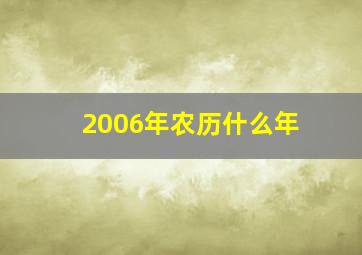 2006年农历什么年