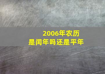 2006年农历是闰年吗还是平年