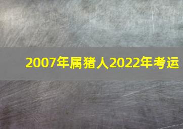 2007年属猪人2022年考运