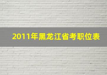 2011年黑龙江省考职位表