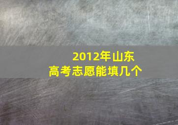 2012年山东高考志愿能填几个