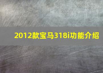 2012款宝马318i功能介绍