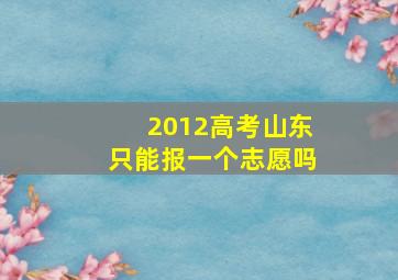 2012高考山东只能报一个志愿吗