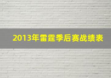 2013年雷霆季后赛战绩表