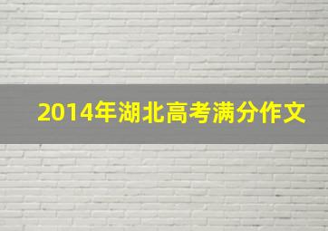 2014年湖北高考满分作文