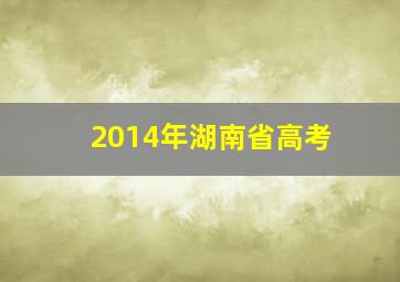 2014年湖南省高考