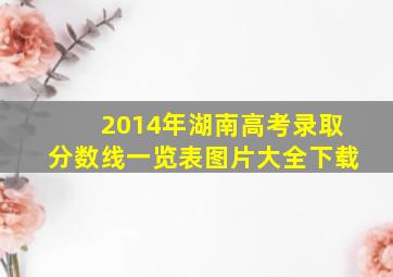 2014年湖南高考录取分数线一览表图片大全下载