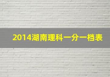 2014湖南理科一分一档表