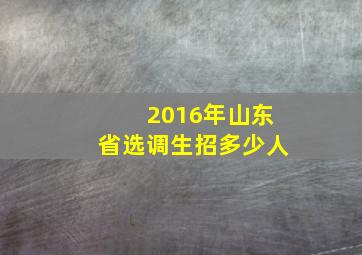 2016年山东省选调生招多少人