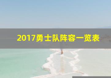 2017勇士队阵容一览表