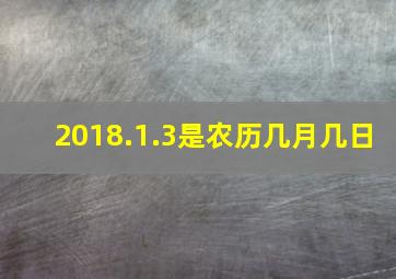 2018.1.3是农历几月几日