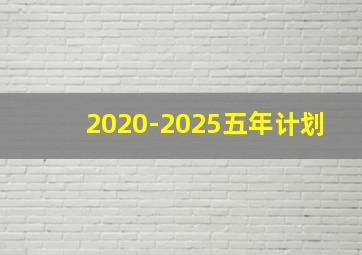 2020-2025五年计划