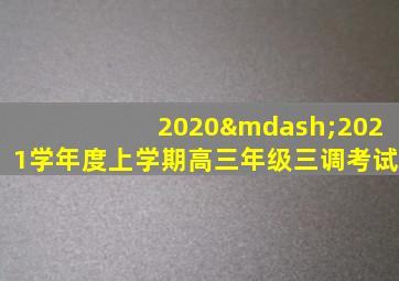 2020—2021学年度上学期高三年级三调考试