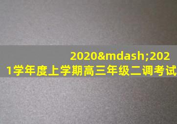 2020—2021学年度上学期高三年级二调考试