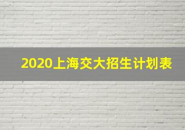 2020上海交大招生计划表