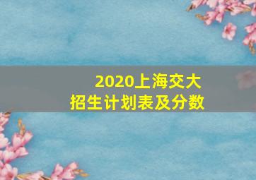 2020上海交大招生计划表及分数