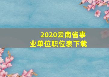 2020云南省事业单位职位表下载